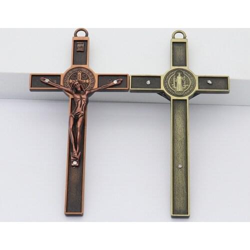 HeyMamba Jesus Christ Wall Crucifix Cross Religious Saint Decor Jesus Christian Cross Antique Wood Cross Wall Decoration