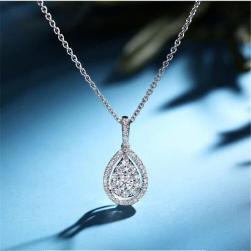 Fashion Luxury Full of Zircon Water Drop Necklace Bridal Accessories Birthday Gift Woman Four Seasons Charm Jewelry