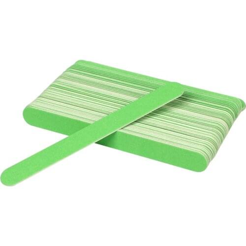 100pcs/lot Green Wooden Nail File Nail Buffer 180/240 Double Sided Buffer Wood Sanding Straight Thick Stick Nail Art Tools