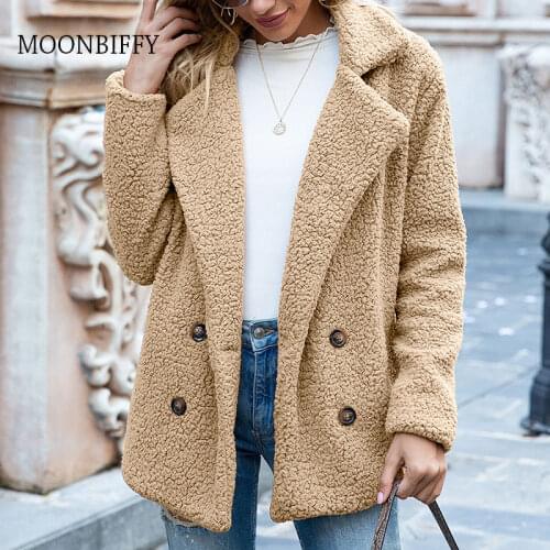 5XL Button Lapel Plush Jacket Autumn Winter Faux Fur Coat Fleece Cardigan Sweatshirts Women Korean Loose Coat OverSize