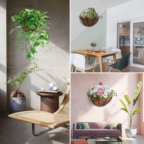 Hanging Semicircle Thick Coconut Vegetable Flower Pot Basket Liners Planter Garden Decor Art Garden Flower Planters Pots