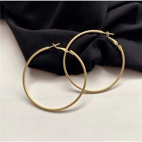 Simple Matte Large Hoop Earrings Polished Big Round Earings Fashion Jewelry