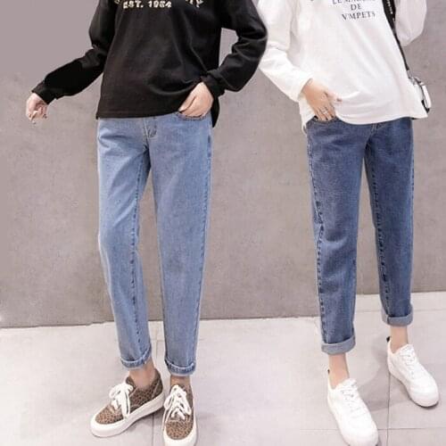 Straight Jeans Pregnancy Abdominal Pants Maternity Clothes for Pregnant Women Boyfriend Pants High Waist Trousers Loose Jeans