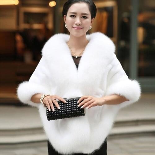 Luxury Elegant Womens Faux Mink Cashmere Winter Warm Fur Coat Shawl Cape Fashion Solid Ladies Faux Fur Pashmina Poncho KH704471