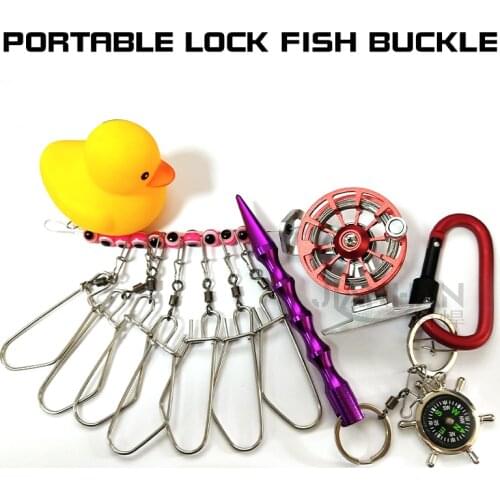 Jianhan portable lock fish buckle with reel can shrink live fish buckle lure fishing special fish compass compass buoy