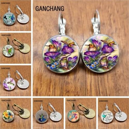 Earrings hummingbird cabochon earrings jewelry, the last gift earrings