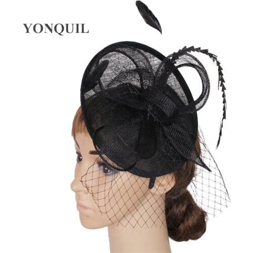 Sinamay Wedding Mesh Elegant Fascinator Hat Bridal Show Race Headpiece Headband Veils Fedora Hats For Ladies Fashion Headwear