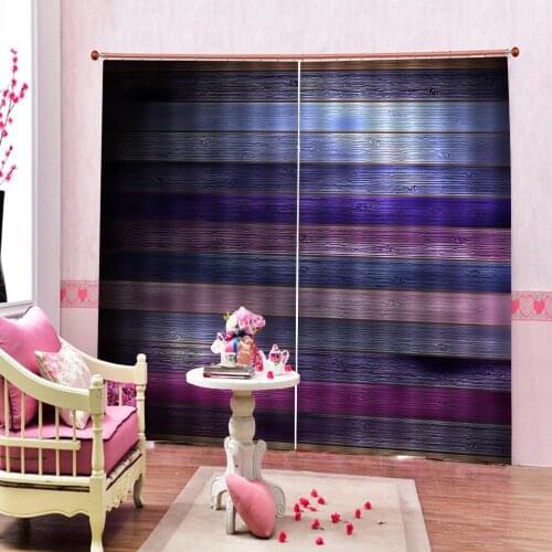 Modern Home Decoration Living Room Curtains 3d Purple planks Digital Print 3D Blackout Curtains