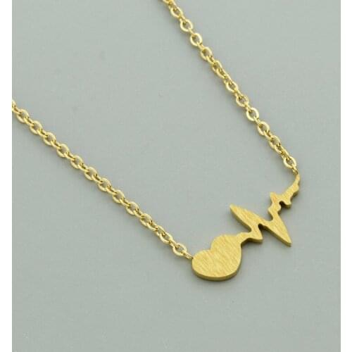 GORGEOUS TALE New Heatbeat Wave Simple Ecg Heart Organ Beat Chic Necklace Pendant Necklaces Lightning Charm Women Retro Jewelry