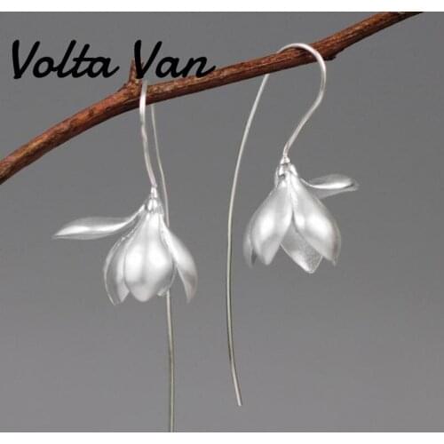 Volta Van 925 Sterling Silver Drop Earrings 2021 New Jewelry Vintage Orchid Flower Original Design Women Casual Silver Earrings
