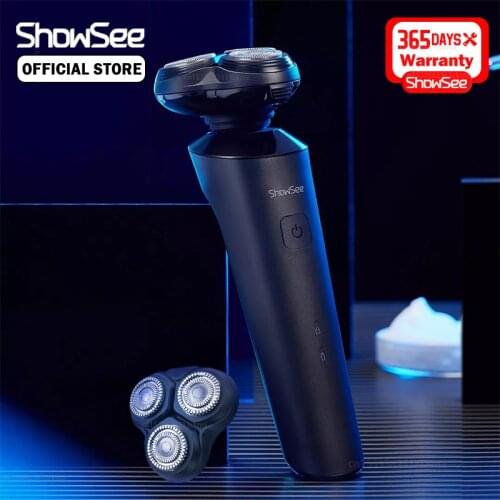 Showsee F303-BK Electric Shaver IPX7 Waterproof Dry Wet Shaver Floating 3 Blade Type-C Charging Beard Shaving For Men Low Noise