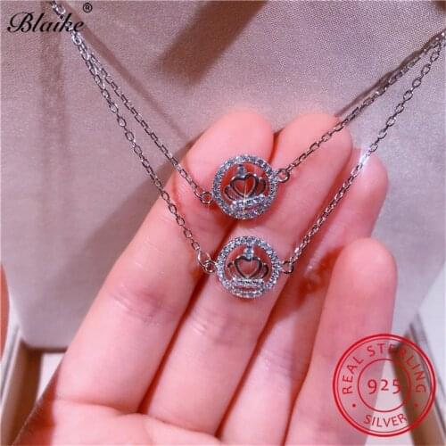 S925 Sterling Silver Chains Bracelets For Women Cute Crown Charm Bracelet Bridal Wedding Round Zircon Bangles Fine Jewelry Gifts