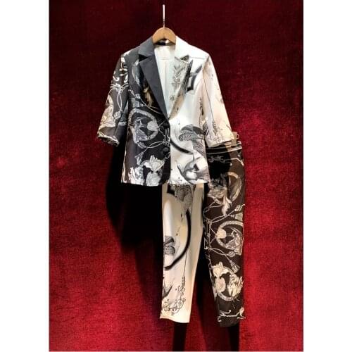 Women Pants Set Fairy Vintage Elegant Blazer Suit Female Two Piece Clothing 2021 Spring Summer High Quality New