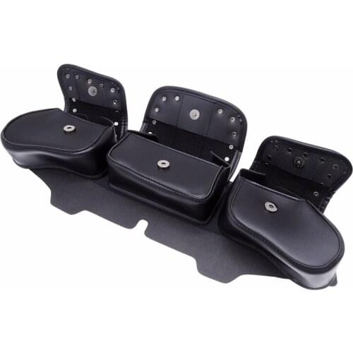 1pc For Harley Electra Glide Ultra Limited 1996-2013 Motorcycle PU Leather Saddle Bag with 3 pocket Windshield Fairing Pouch