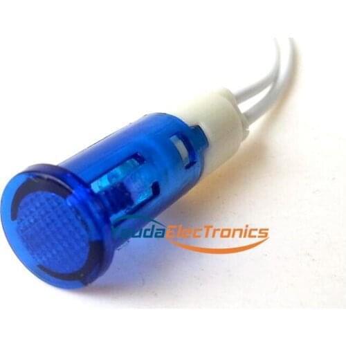 120V Round Blue Neon Panel Indicator Light Lamp 10mm with cable HIFI DIY