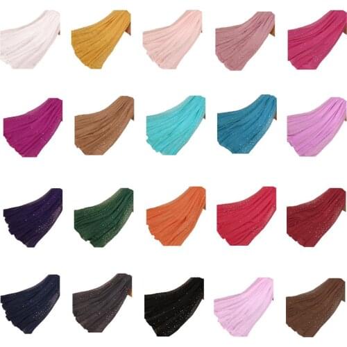 18 Colors Muslim Sequins Hijab Soft Headscarf Arab Prayer Hat For Women Head Wrap Long Scarf Large Scarves Solid Color 180*70CM