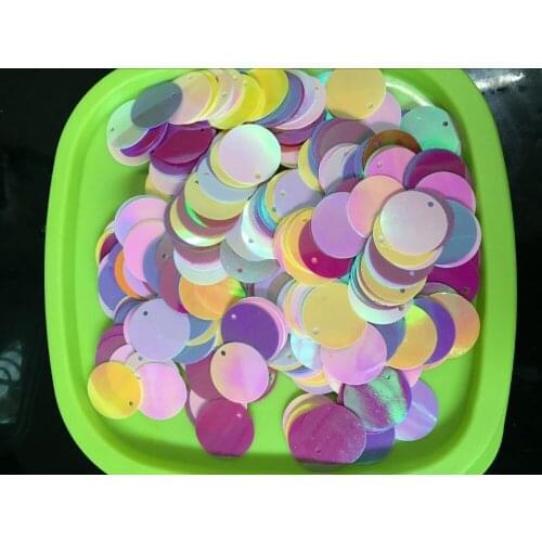 360pcs/lot Large Round Sequins 20mm PVC Flat Round Decoration With Side Hole Belly Dance Mix Colors AB