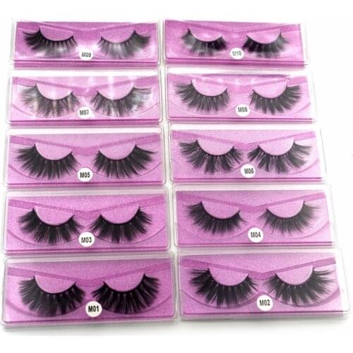 3d Mink Eyelash Natural Long False Eye Lashes Extension Purple Base Card and Plastic Boxes Packaging Makeup Tools Suppliers