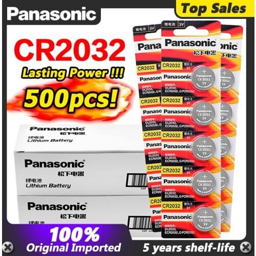 500PCS/lot PANASONIC Original CR2032 Button Cell Battery 3V Lithium Batteries CR 2032 for Watch Toys Computer Calculator Control