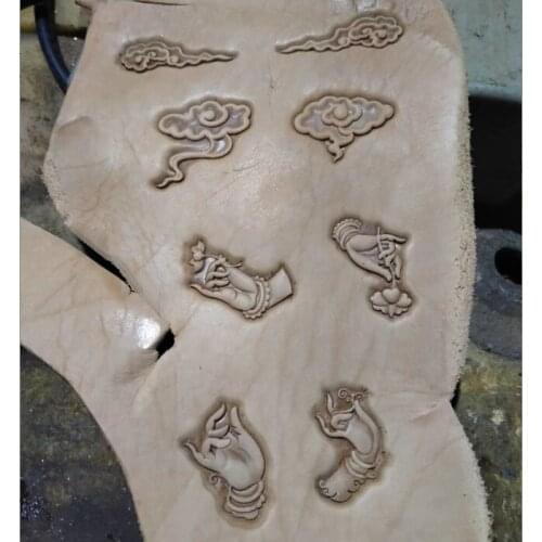 8pcs/set designer leather craft template vintage 3d embossing leather embossing die, leather punches tool set deri el aletleri