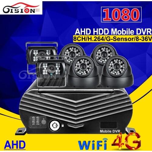8CH AHD MOBILE DVR With 4G GPS Wifi Real Time Surveillance Cyclic Recording +6PCS 2.0MP AHD Camera Bus Hard Disk AHD Video Mdvr