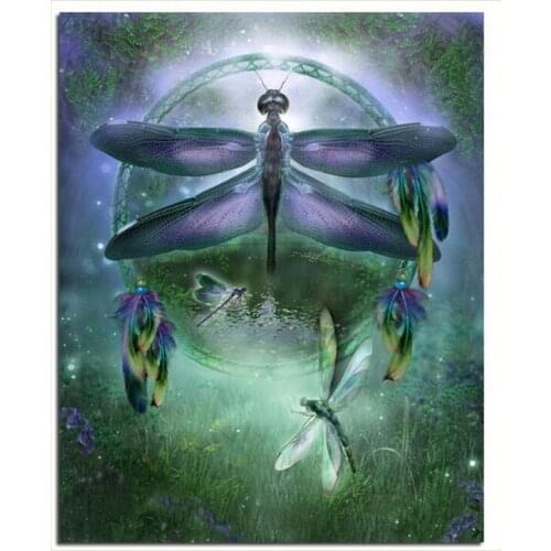 Diamond Embroidery 5D Needlework Cross Stitch Animal Rhinestone Diy Diamond Painting Crystal Full Diamond Mosaic Kits Dragonfly