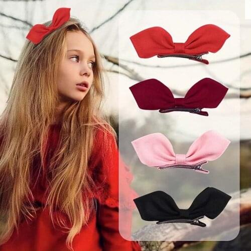Oaoleer Velvet Bow With Clip Sweet Side Kid Bowknot Hairpin Cute Girls Barrettes Headdress Hair Accessories for Children