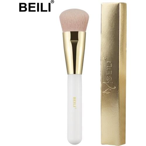BEILI Pearl White Professional Makeup brushes Gold Eye blending Powder Contour Nano Wool fiber Hair vegan Cosmetic Brushes