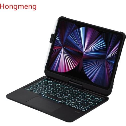 Hongmeng 360 ° rotary Backlight Bluetooth keyboard Leather Case with touch For iPad air4 10.9 Pro 11 Business Wireless Keyboard