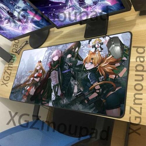 XGZ large game mouse pad exquisite black lock edge girl front animation mouse pad office desk mat natural rubber antiskid