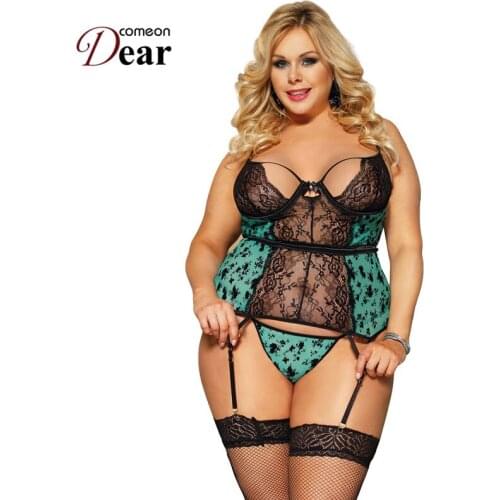 Comeondear Lace Womens underwear for sex See Through Negligee 5XL Plus Size Baby doll Lingerie Hot Erotic Nightwear RB80766