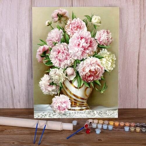 Flower Peony Coloring By Numbers Painting Kit Oil Paints 40*50 Paiting By Numbers Wall Decoration Kids Handiwork Handicraft