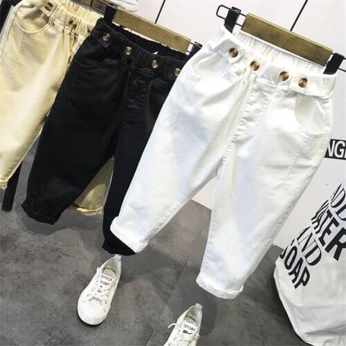 Kids Pants Fashion Korean Casual Trousers 2 3 4 5 6 Year Toddler Boys Pants Spring Autumn Baby Boy Pants White Black New Arrival