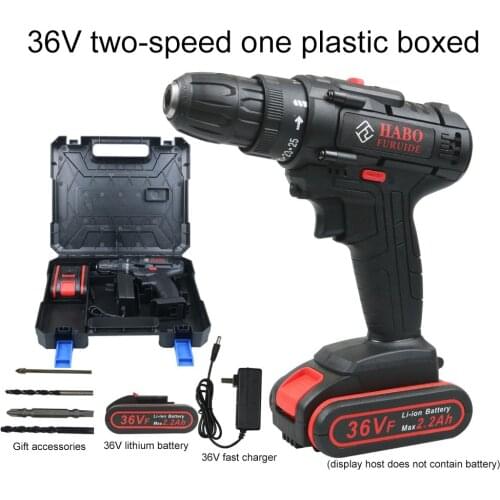 25V/36V Electric Drill Cordless Screwdriver Lithium Rechargeable Handheld 2-Speed Electric Screwdriver with Led Light Power Tool