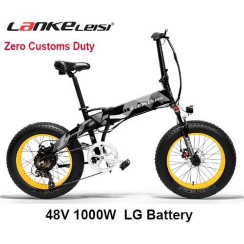 Electric Bike Lankeleisi X2000 Plus 48V 1000W 14.5AH LG Lithium Battery Spokes wheel Fat Tire Ebike 7 Speeds Foldable