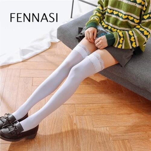 FENNASI Lolita Stockings Compression socks The Four Seasons Can Wear Lace Top Nylon Students Kawaii Knee Socks For Girls