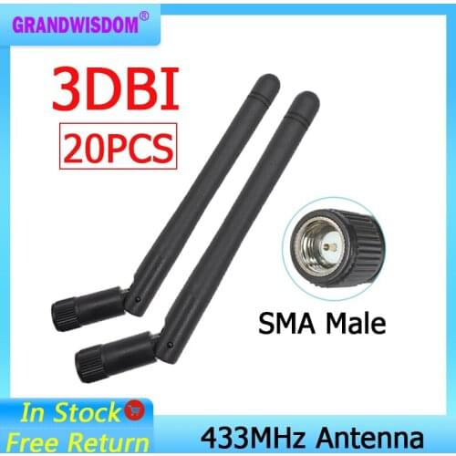 20pcs 433MHz Antenna 3dbi SMA Male Connector folding 433 mhz antena waterproof directional antenne wireless Receiver for Lorawan