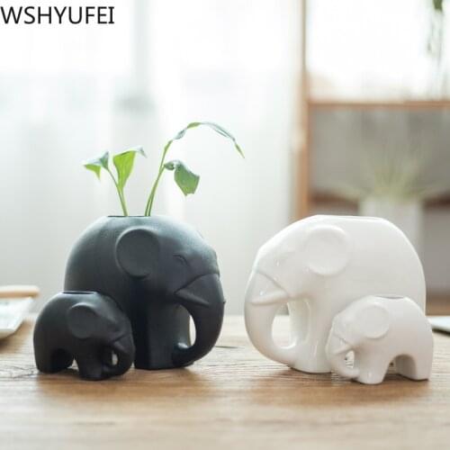 Ceramic Mini vase elephant decoration Hydroponic plant Living Room Home desktop Crafts Christmas birthday Party decoration