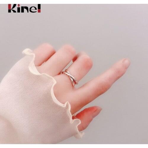 Kinel 925 Sterling Silver Ring Fine Jewelry Baguet Vintage Cross Wedding Rings for Women Bijoux Femme