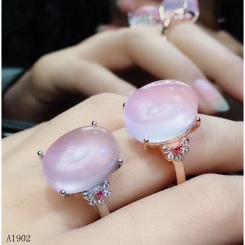 KJJEAXCMY fine jewelry 925 sterling silver inlaid natural powder crystal hibiscus stone gems female luxury ring support detectio