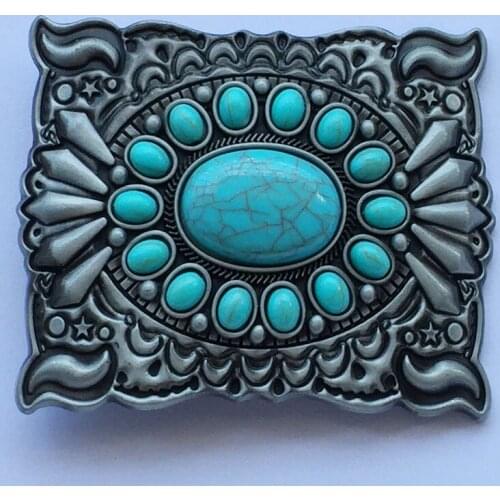 Western Turquoise Stone Cowgirl Cowboy Belt Buckle SW-BY885 suitable for 4cm wideth belt with continous stock