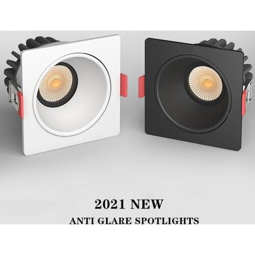 Square Led Downlights 7W 12W Dimmable Led Ceiling Light 15W No Glare LED Recessed Ceiling Downlight 220V 110V LED Spot Lights