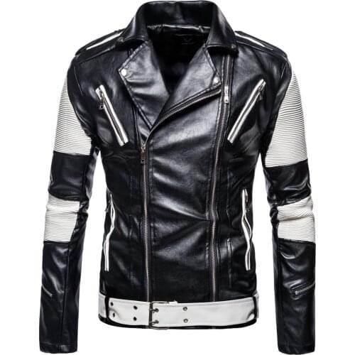 2021 brand foreign trade European and American mens jacket leather youth stand collar punk mens motorcycle leather