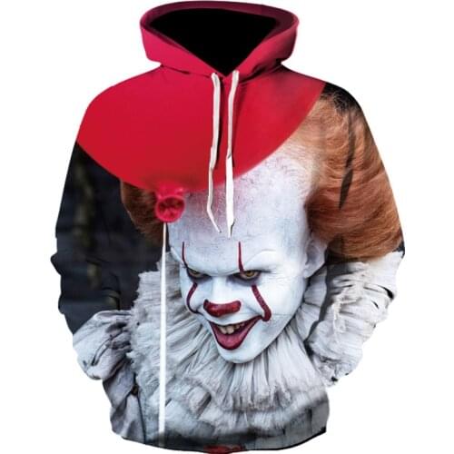 Clown Printed Graphic Sweatshirt Men Long Sleeve Hooded Clothes Streetwear Leisure Hoodie Plus Size Sweatshirts Haraluku
