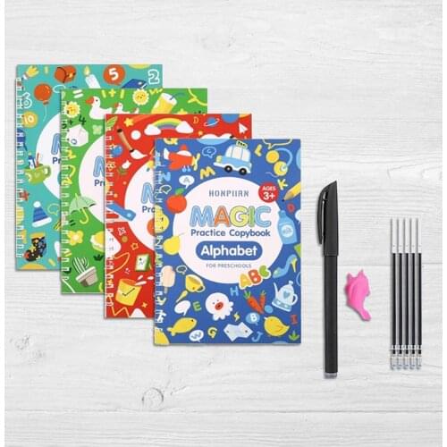 4 Books Magic Calligraphy Handwriting Copybook Set Art Book Baby Copybook For Calligraphy Writing Kids English Lettering Toy