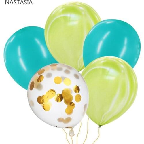 10/20/30pcs/lot golden bright blue latex green agate combination piece balloon birthday wedding party table layout 12 inch2.8g