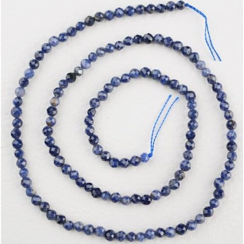 Wholesale Natural Genuine Blue Sapphire Faceted RoundLoose Small Beads 15"