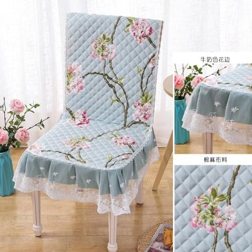 Pastoral style dining table chair cover chair cushion set seat mat household back-rest chair cover for high-back chair