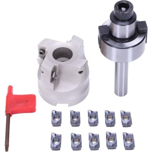 C12 FMB22+ 400R Right Angle Shoulder Face Mill Cutter 50Mm + 10Pcs APMT1604 Carbide Inserts With Wrench For Milling Tool