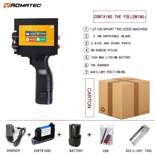 20 Languages 12.7mm Handheld Inkjet Printer QR Bar Batch Code Date Number Logo Expiry Date Label Portable Jet Inkjet Printer